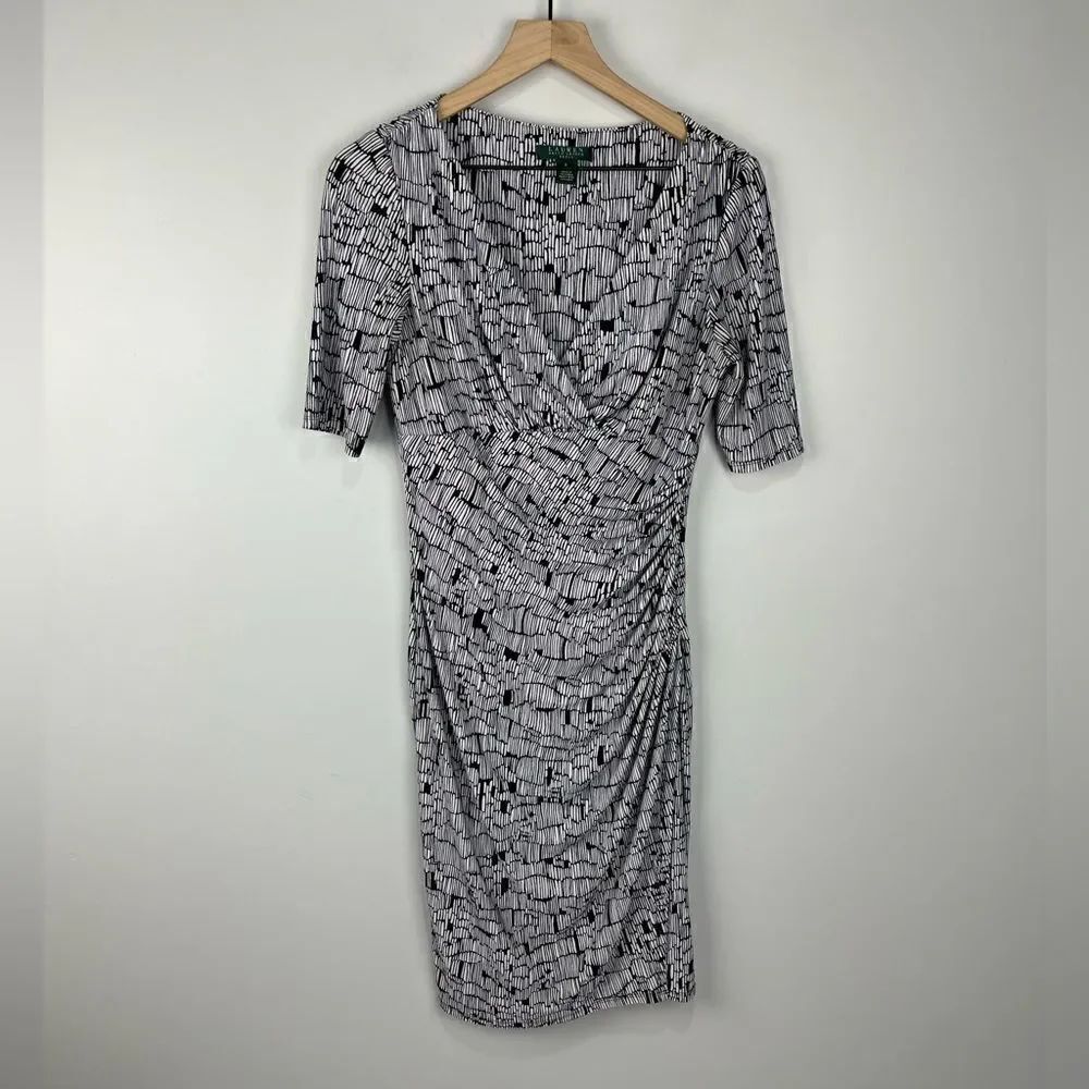 Lauren by Ralph Lauren V Neck Wrap Top Style Dress 6